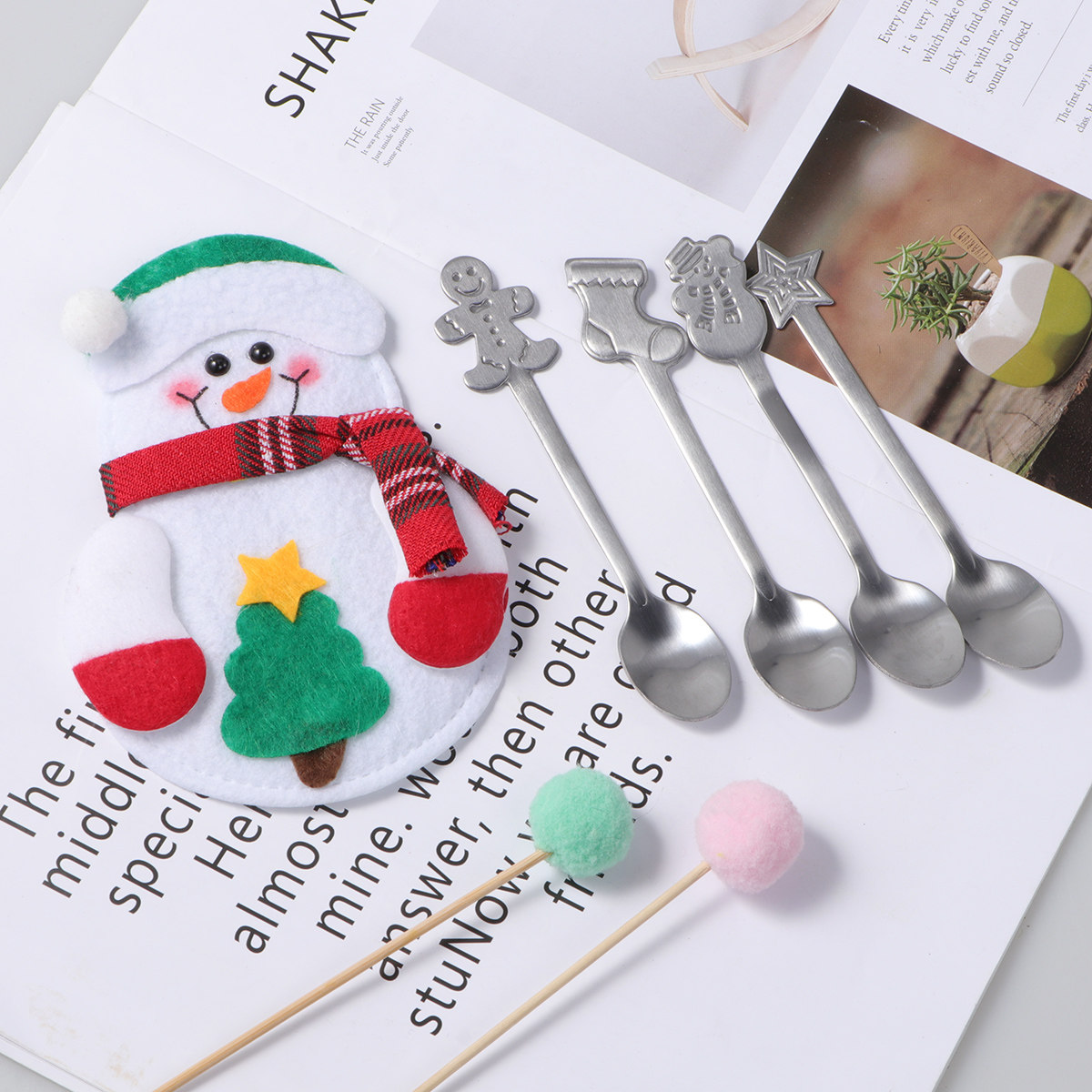 Coffee Tea Spoon - Juego de 5 Cucharas Navideñas de