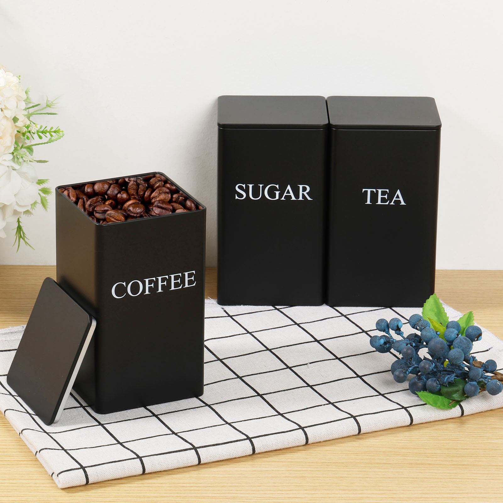 Coffee Tea Sugar Canisters - Botes de almacenamiento de granos de