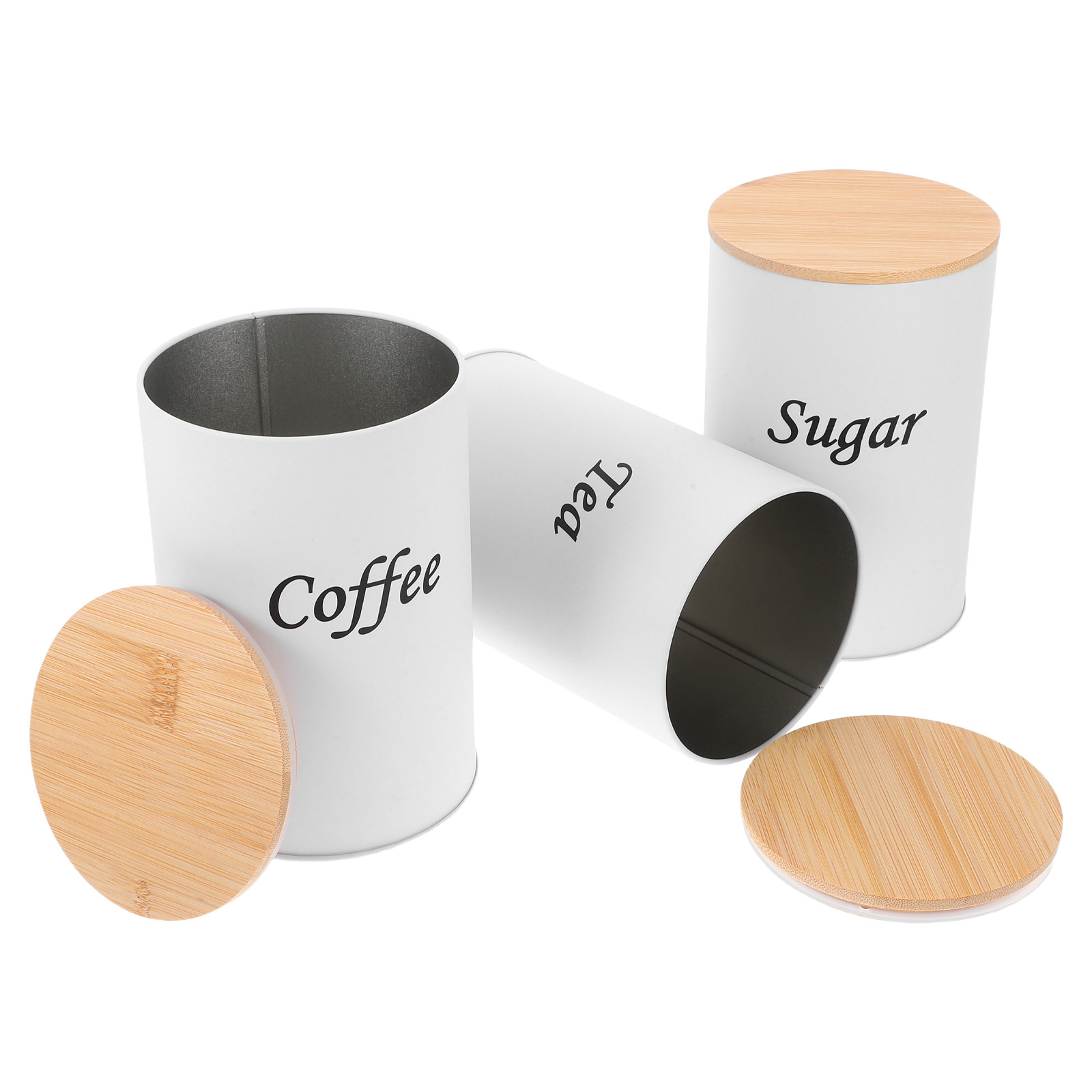 Coffee Tea Sugar Canisters - Juego de 3 Recipientes Herméticos Redondos