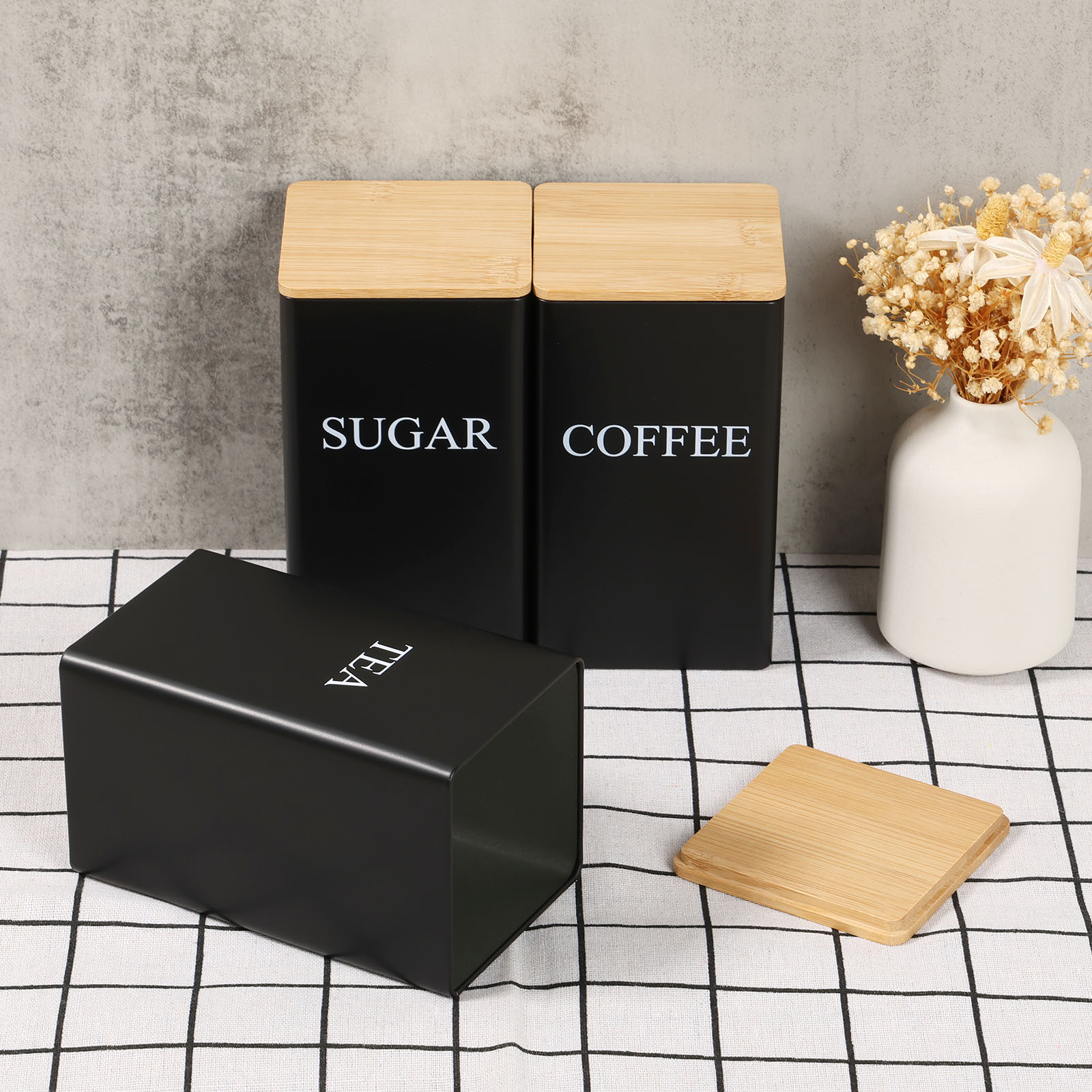 Coffee Tea Sugar Canisters - Tarro de almacenamiento de granos de