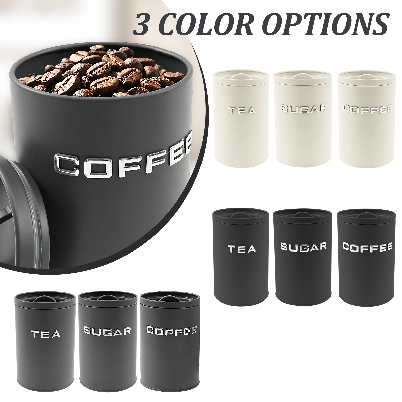 Tarro redondo de Metal para co - Coffee Tea Sugar Canisters reseña y precio