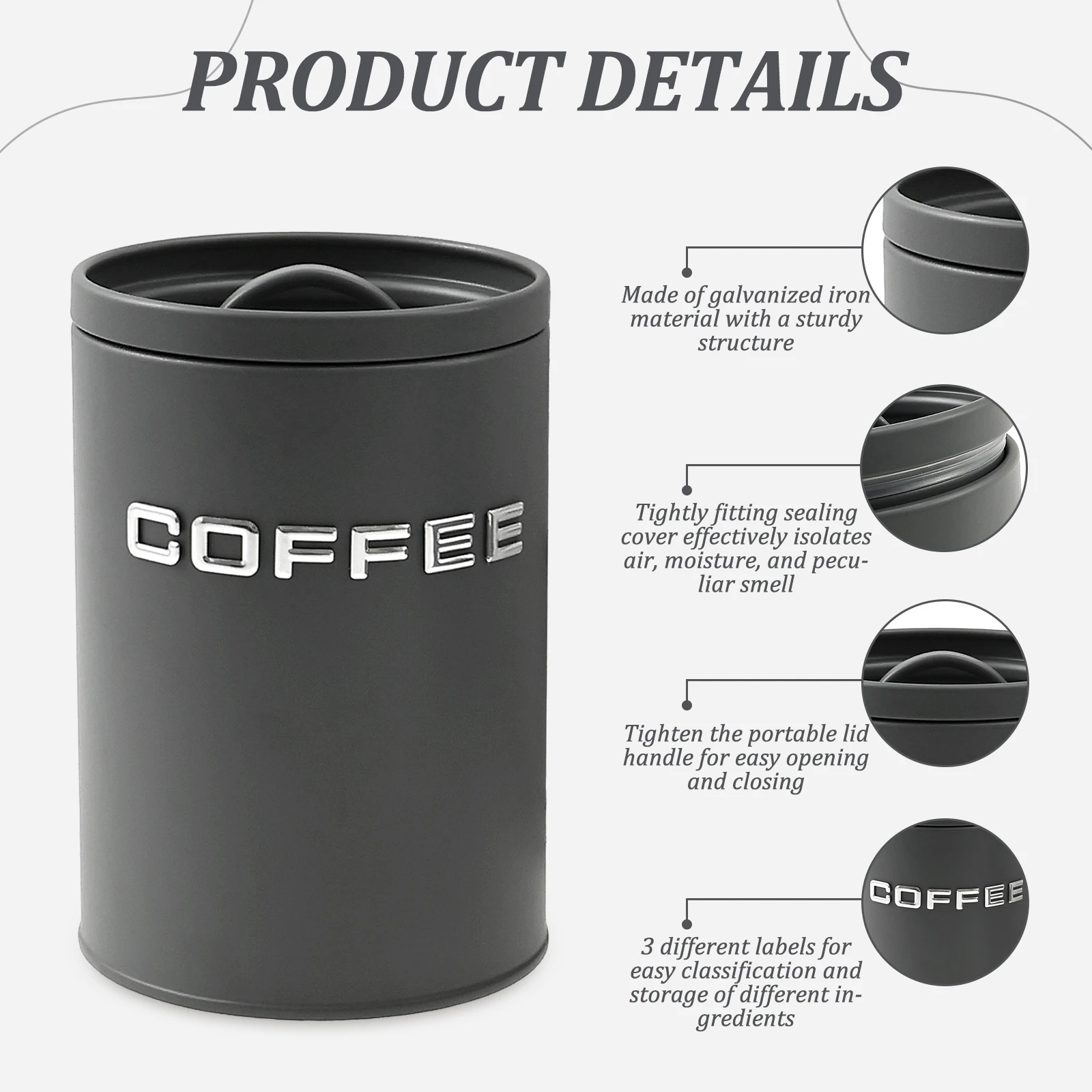 Tarro redondo de Metal para co - Coffee Tea Sugar Canisters reseña y precio